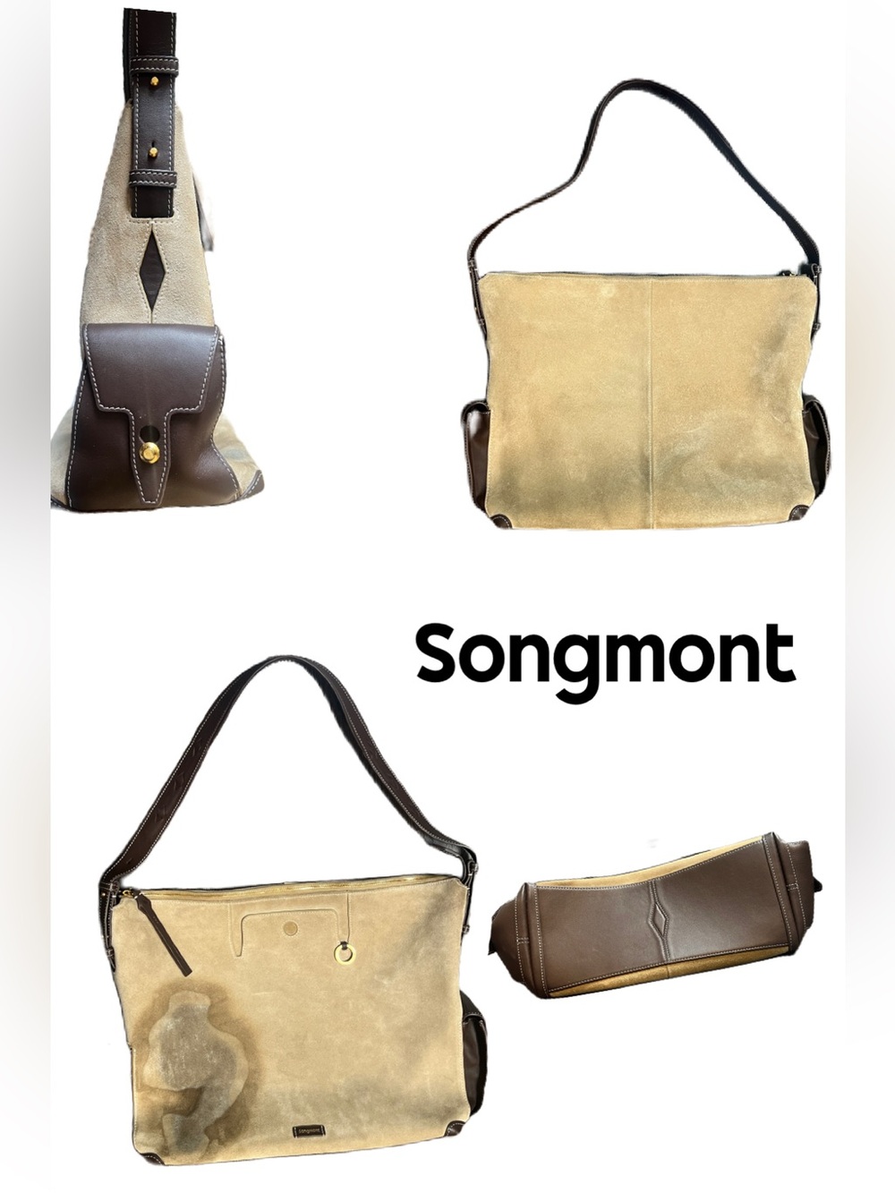Songmont Extra Large Yore Hobo Bag - crossbody/Shoulder bag in Dune Suede